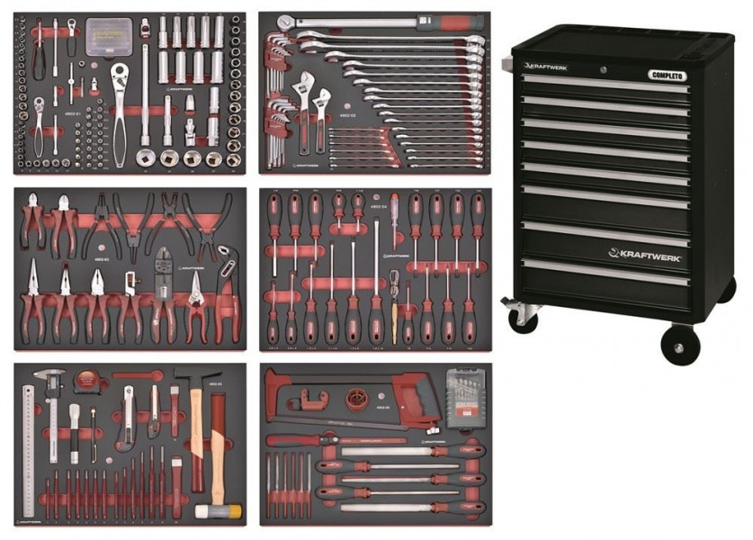 Kraftwerk 308 Tools full trolley noir avec 8 tiroirs
